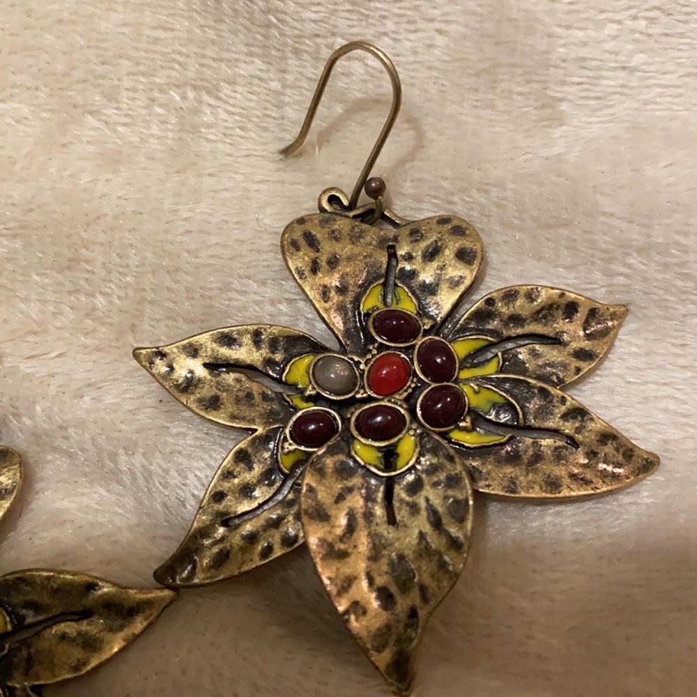 Lucky brand earrings flower jewelry real stones - Picture 4 of 6